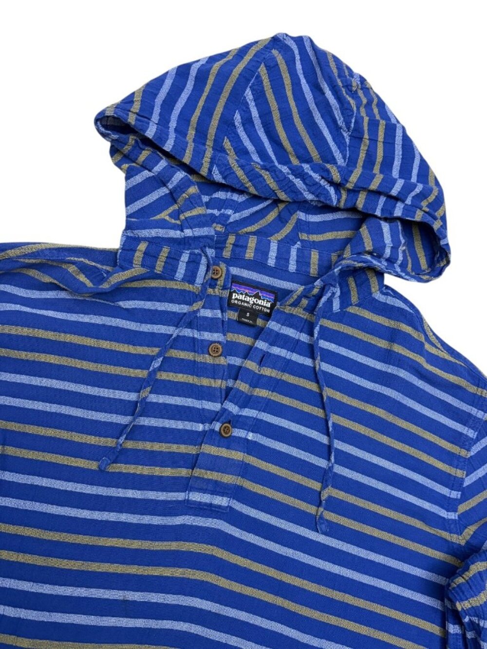 PATAGONIA Hoodie Long Sleeve Lightweight Striped ORGANIC COTTON Sweater Mens S